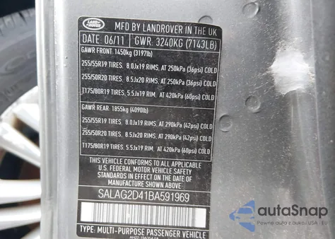 2011 Land Rover Lr4 from USA, damaged, VIN SALAG2D41BA591969